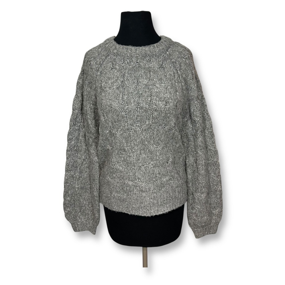 Abercrombie & Fitch Cable Knit Sweater Gray Pullover Womens Small‎ Gray